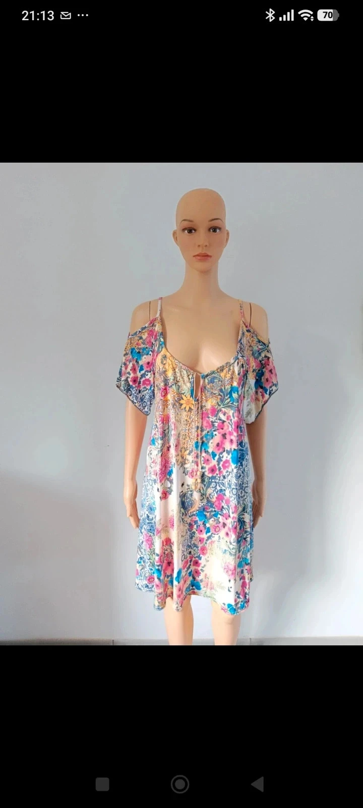 Robe femme bohème fleurie épaules dénudées multicolore T40 – photo 2